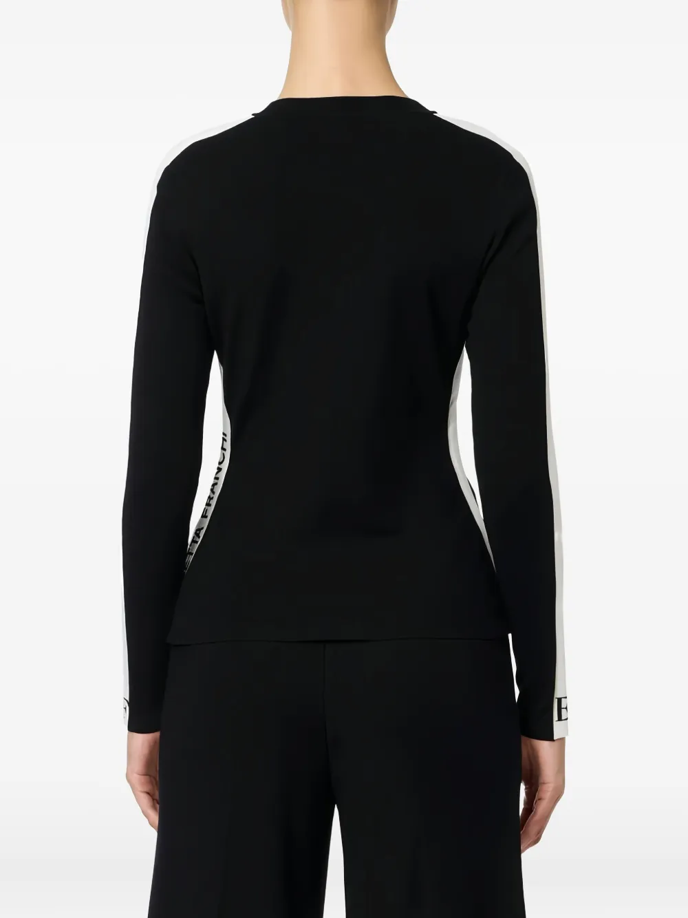 Elisabetta Franchi Trui met gestreept detail en lange mouwen Zwart