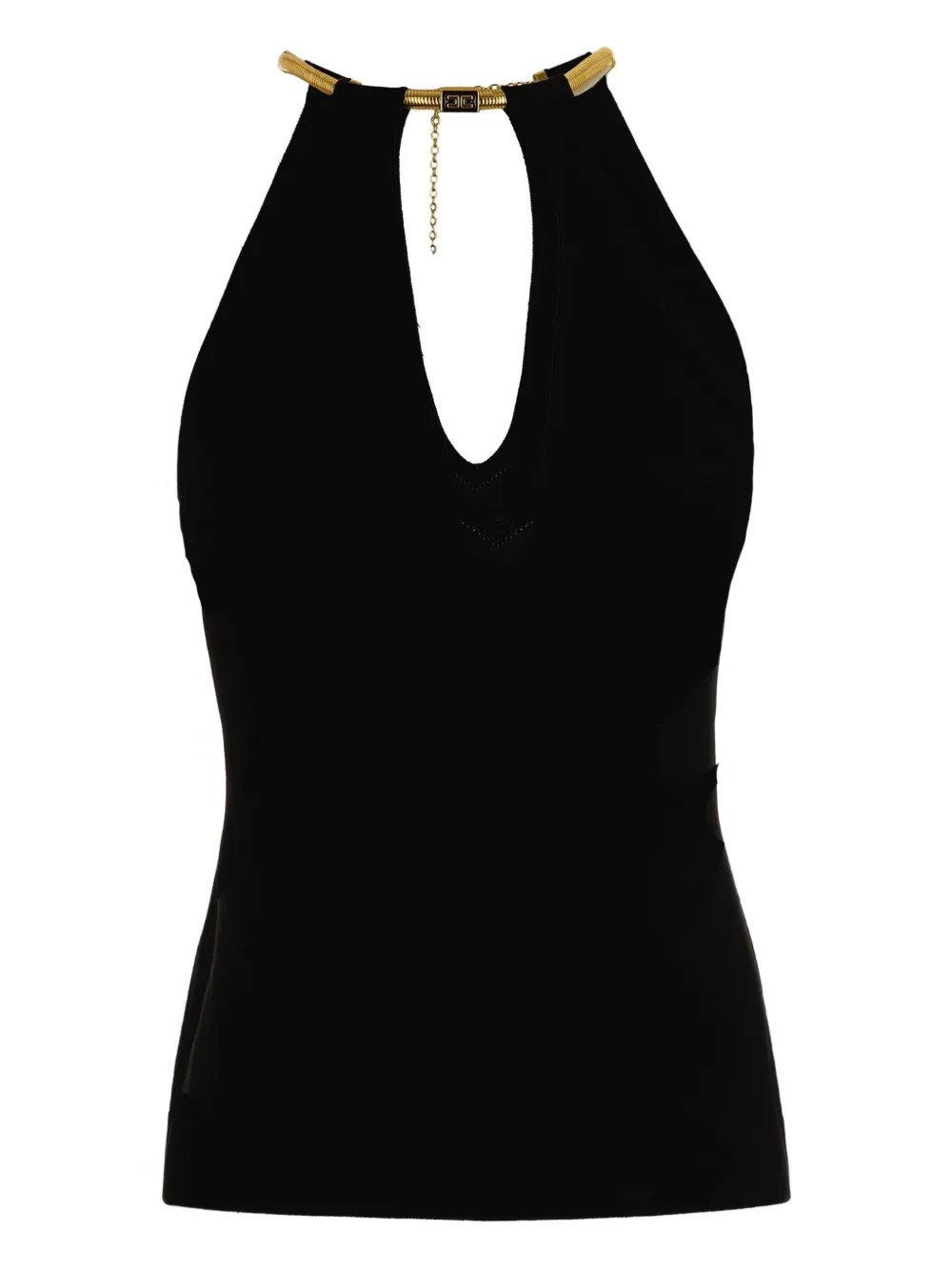 Elisabetta Franchi Top met kettingdetail en halternek Zwart