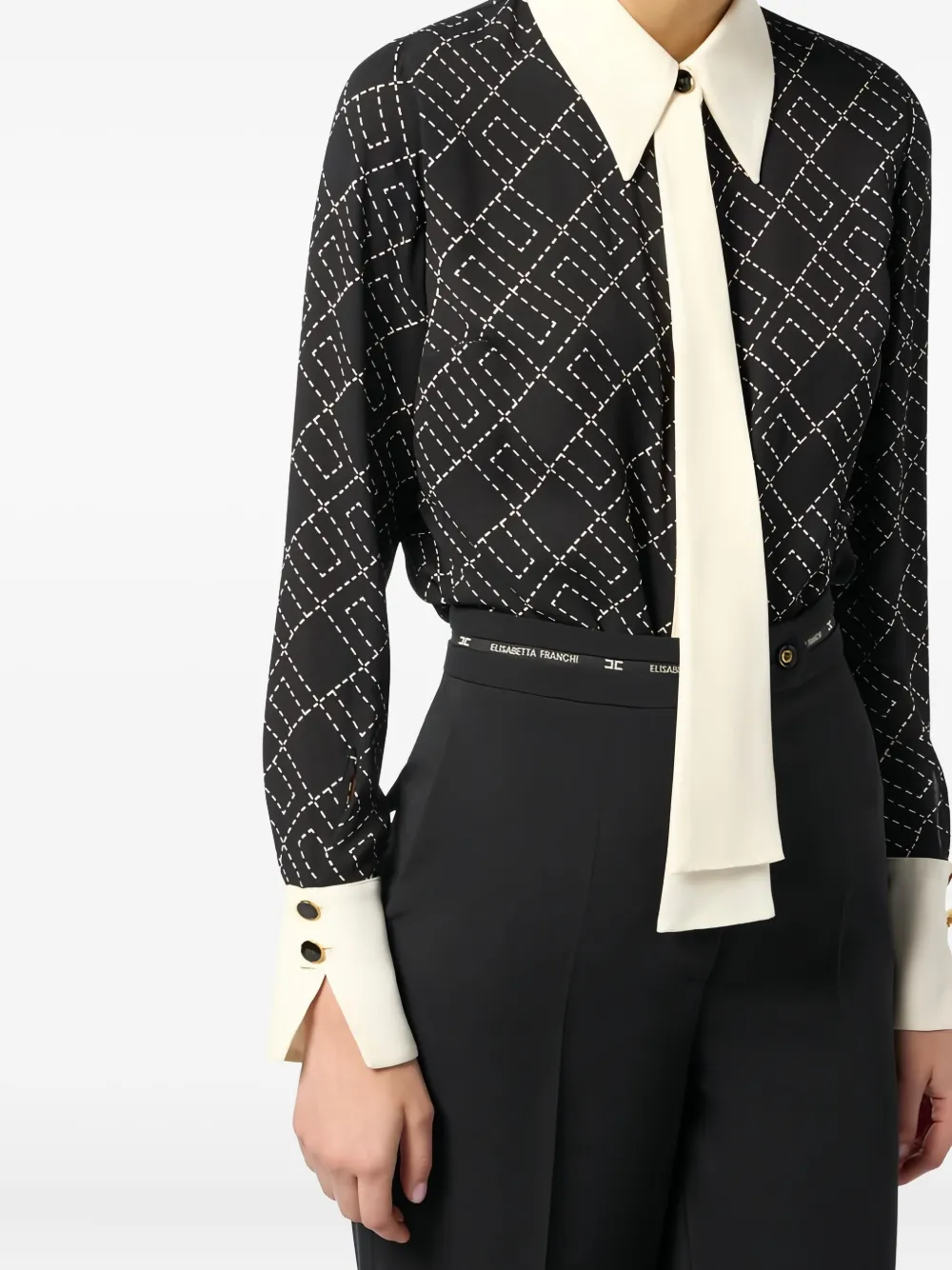 Elisabetta Franchi Blouse met logoprint Zwart