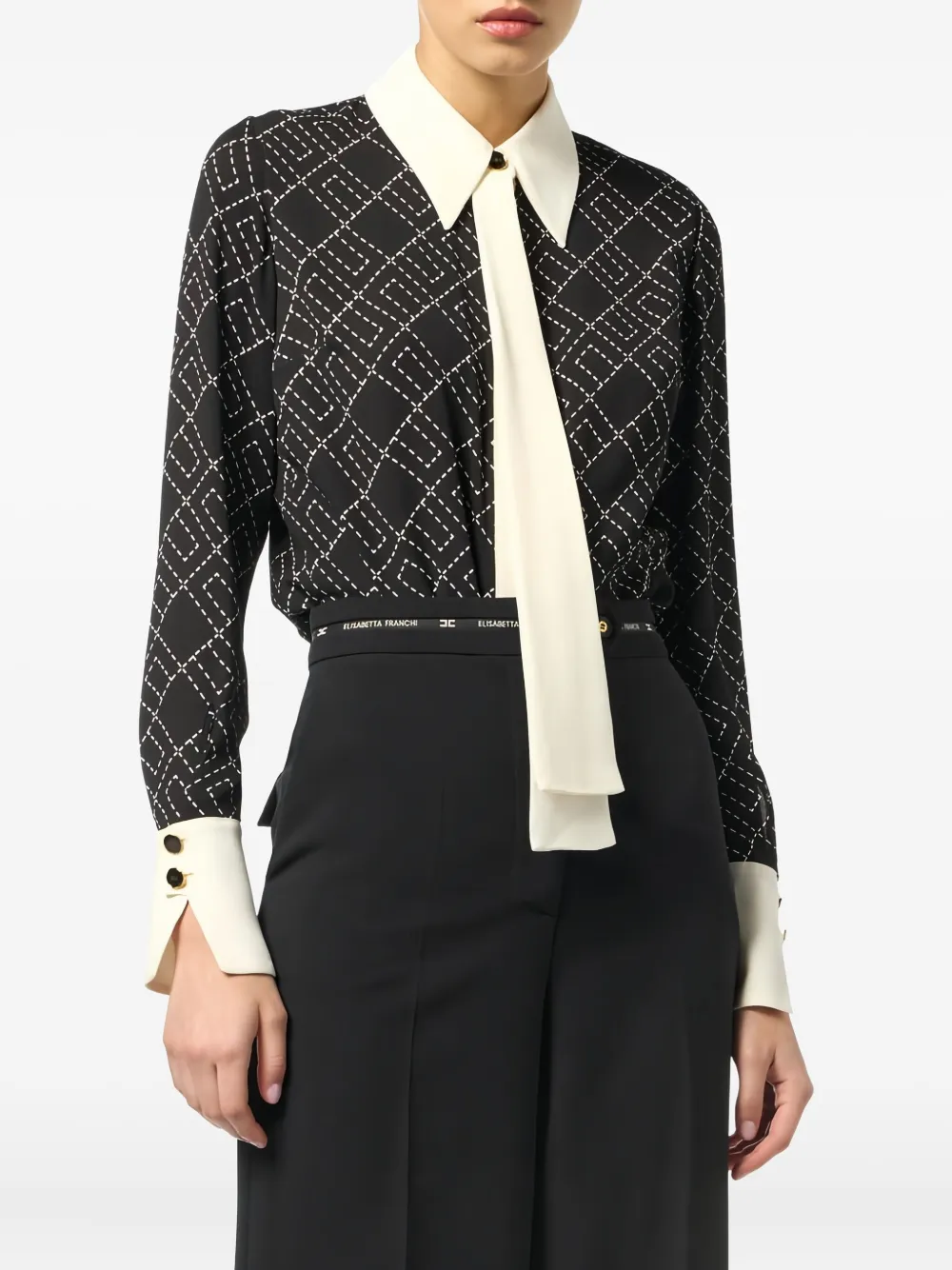 Elisabetta Franchi Blouse met logoprint Zwart