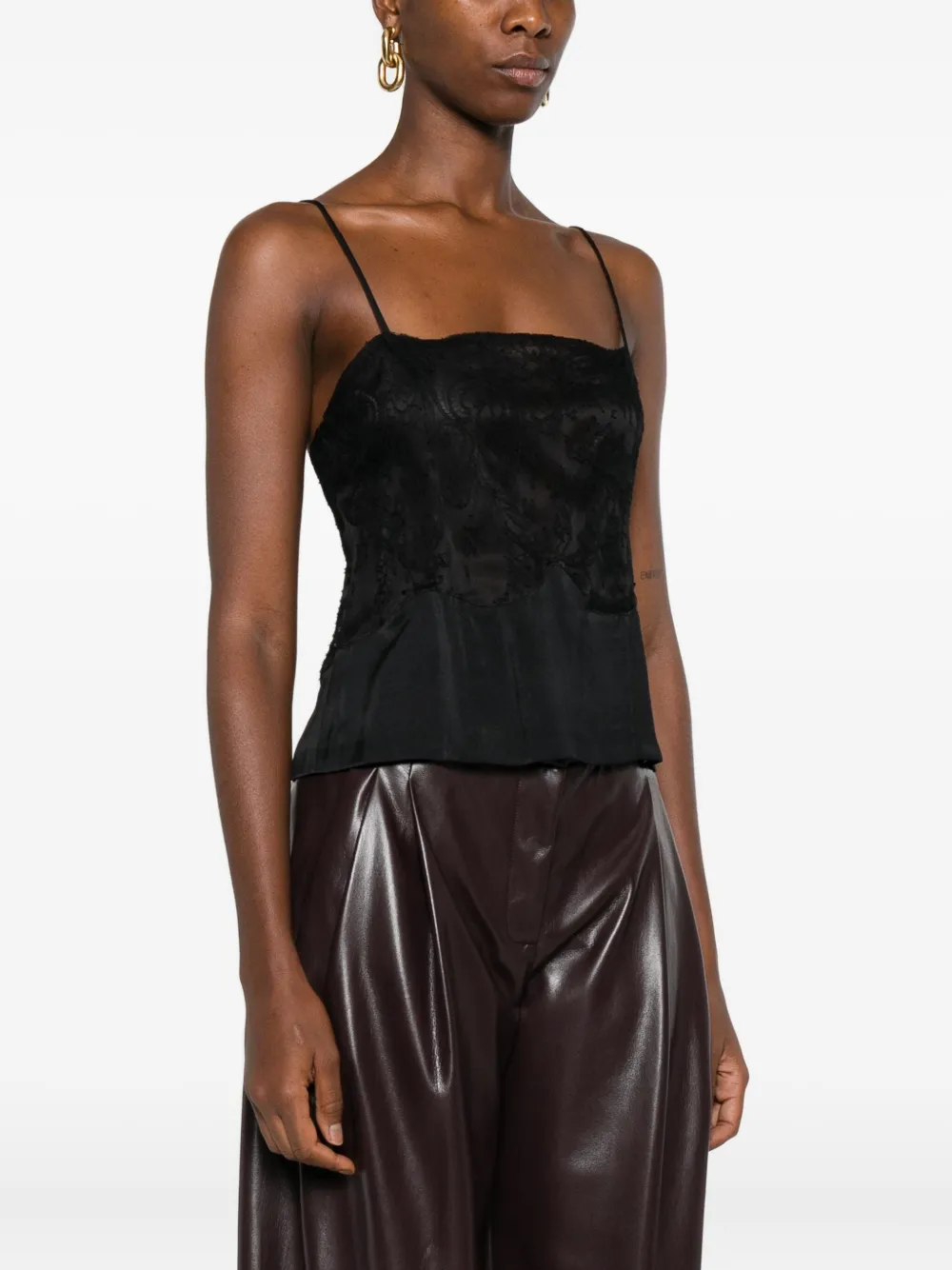 IRO Tanktop met kant Zwart