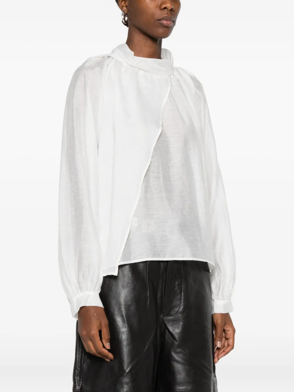 IRO mock-neck balloon-sleeve blouse Wit
