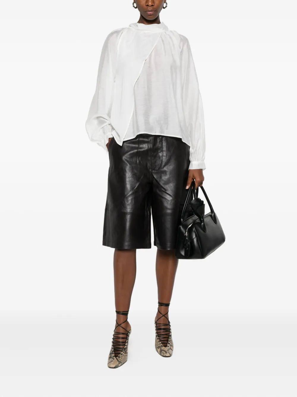 IRO mock-neck balloon-sleeve blouse Wit