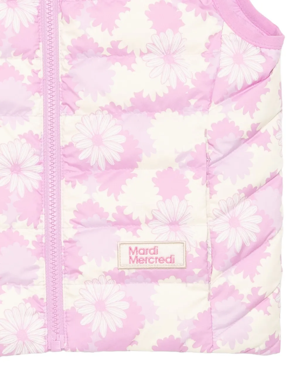 Mardi Mercredi Les Petites Gilet met bloemenprint Beige