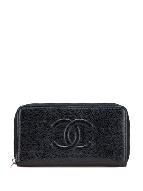 CHANEL Pre-Owned 2012-2013 CC Caviar Zip Around Wallet long wallets