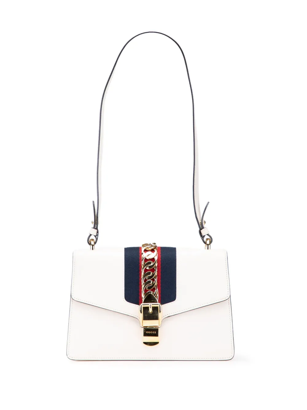 Pre-owned Gucci 2016-2025 Small Leather Sylvie Satchel In White