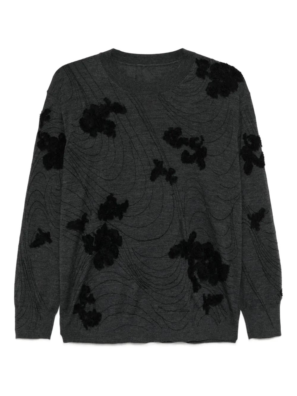 JNBY floral-embellished wool pullover | Grey | Image 1