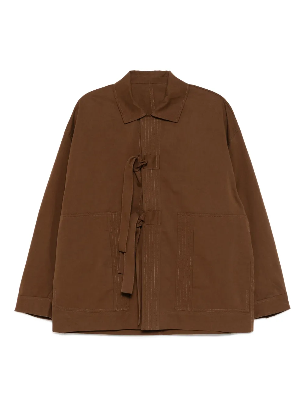Croquis Cotton Tie-fastening Jacket In Brown
