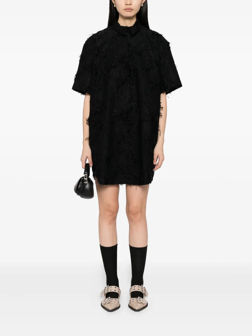 JNBY Jurk met jacquard en korte mouwen - Zwart