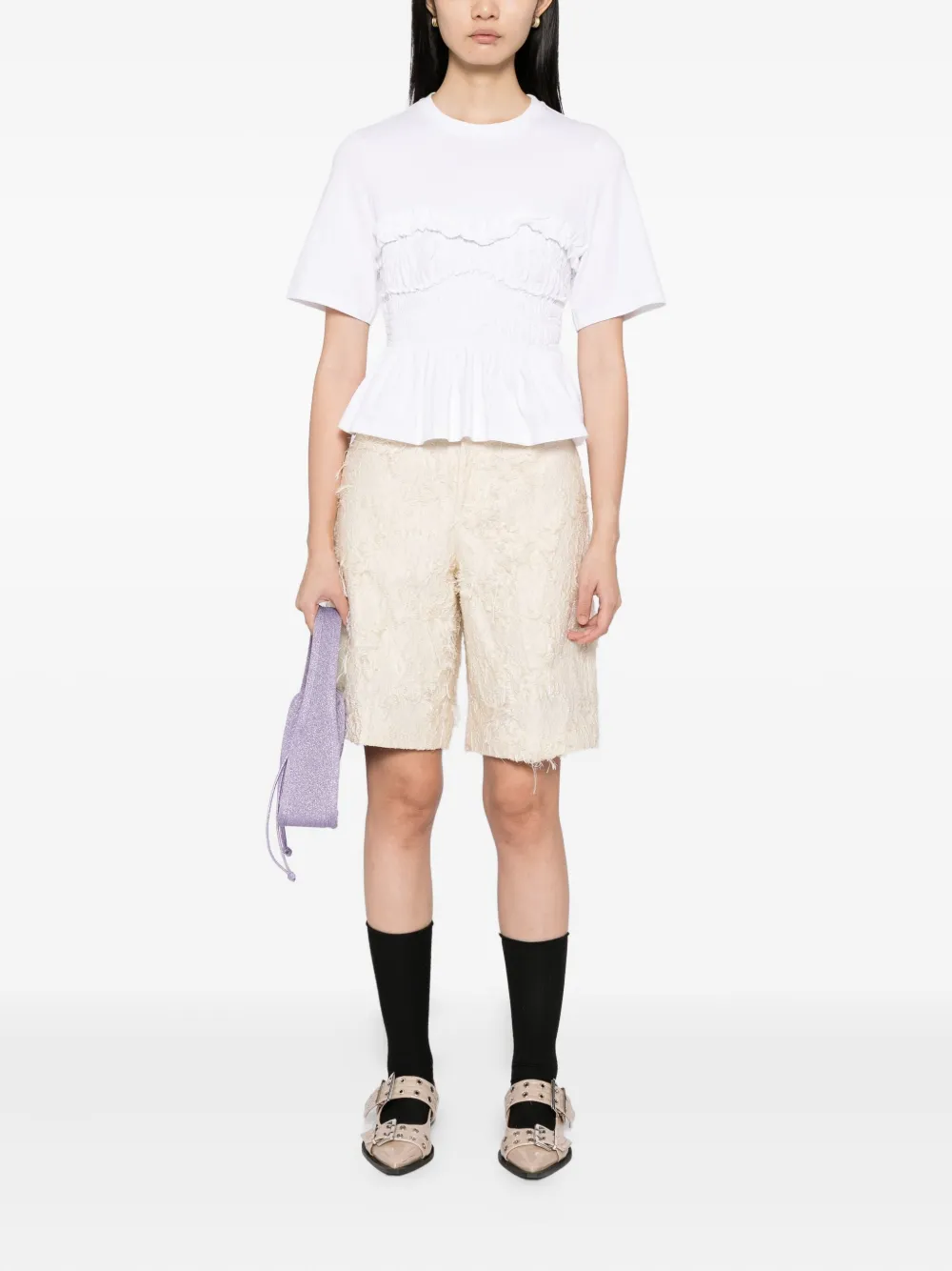 JNBY Shorts met jacquard Beige