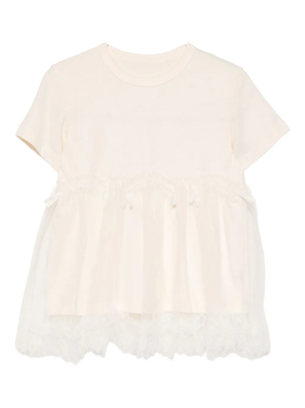 jnby by JNBY lace-hem cotton T-shirt | Neutrals | Image 1