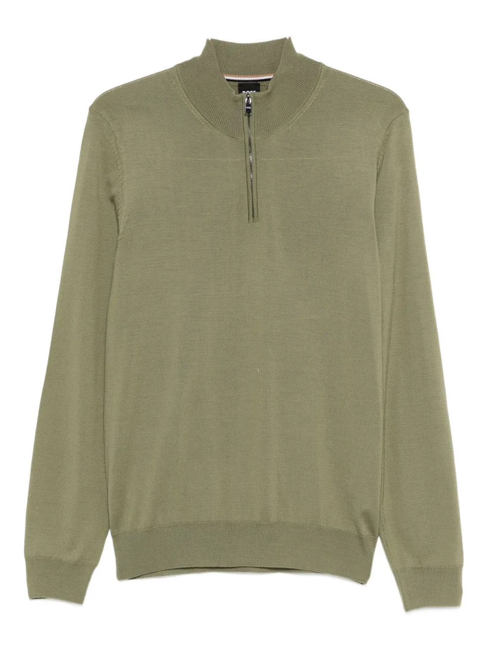 Hugo Boss Boss Ebenji Half-zip Fine-knit Polo Jumper In Green