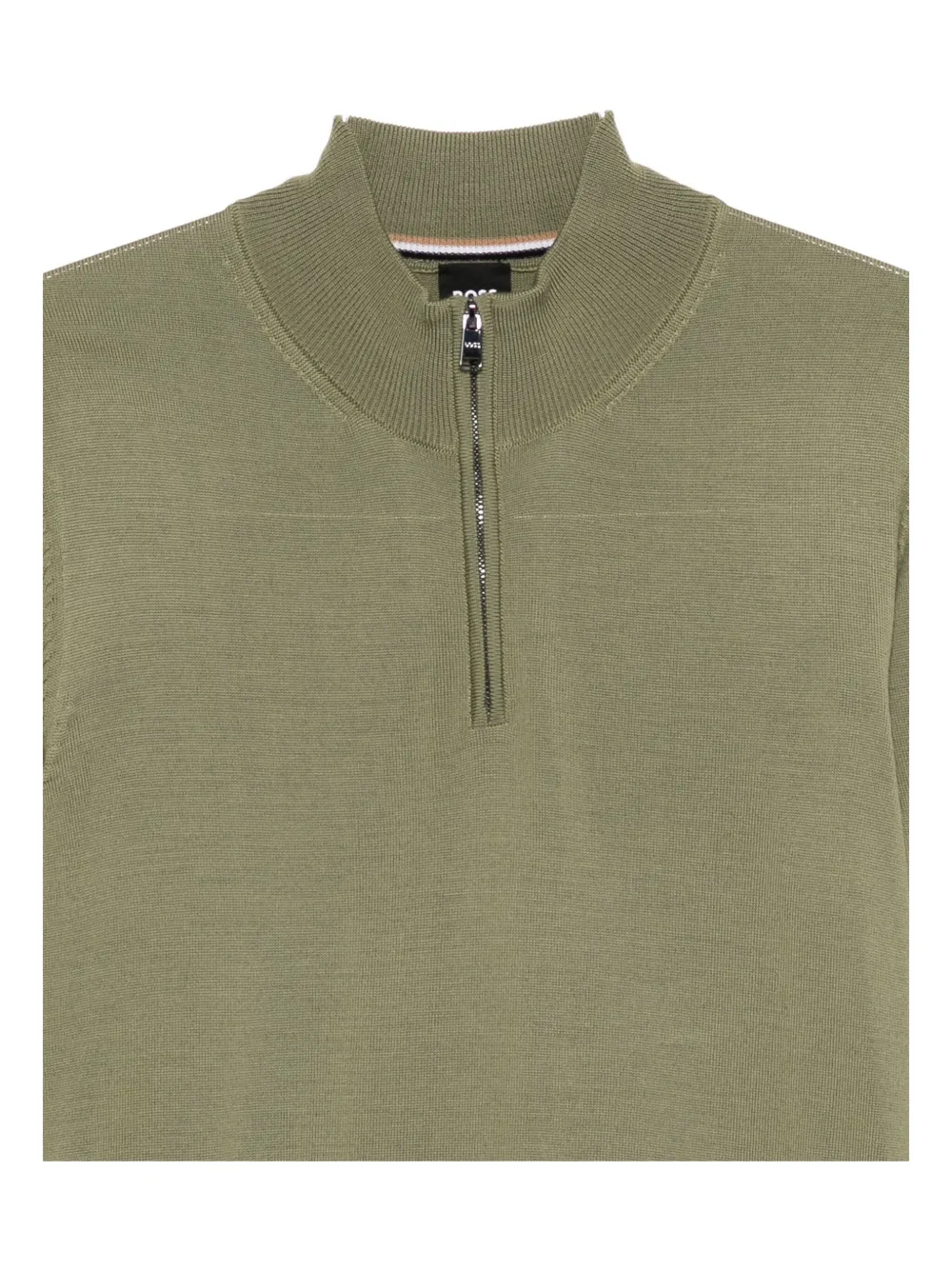 Hugo Boss Boss Ebenji Half-zip Fine-knit Polo Jumper In Green