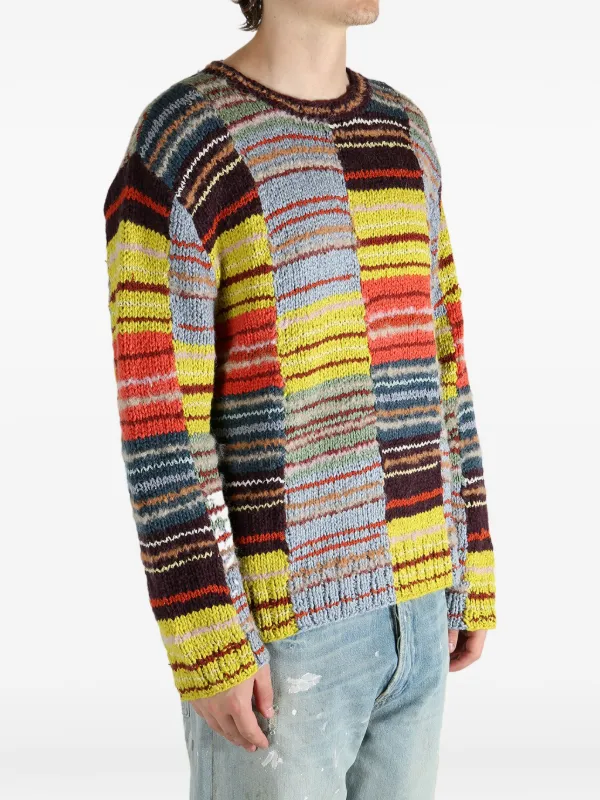The Elder Statesman colour-block Striped Sweater | Azul | FARFETCH BR