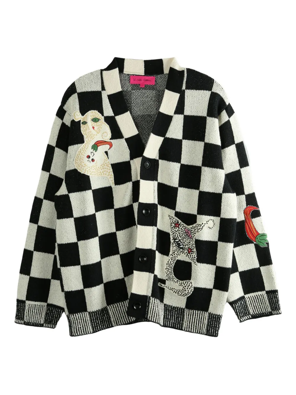 Nora Lite Creatures check-pattern embroidered cardigan