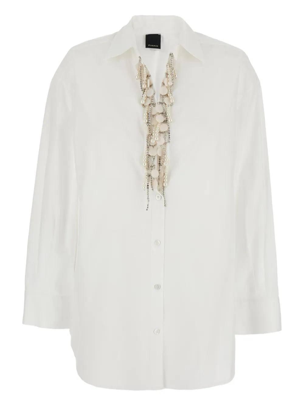 PINKO pearl-embellished poplin shirt Wit