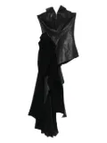 YEHUAFAN zip-front draped top - Black