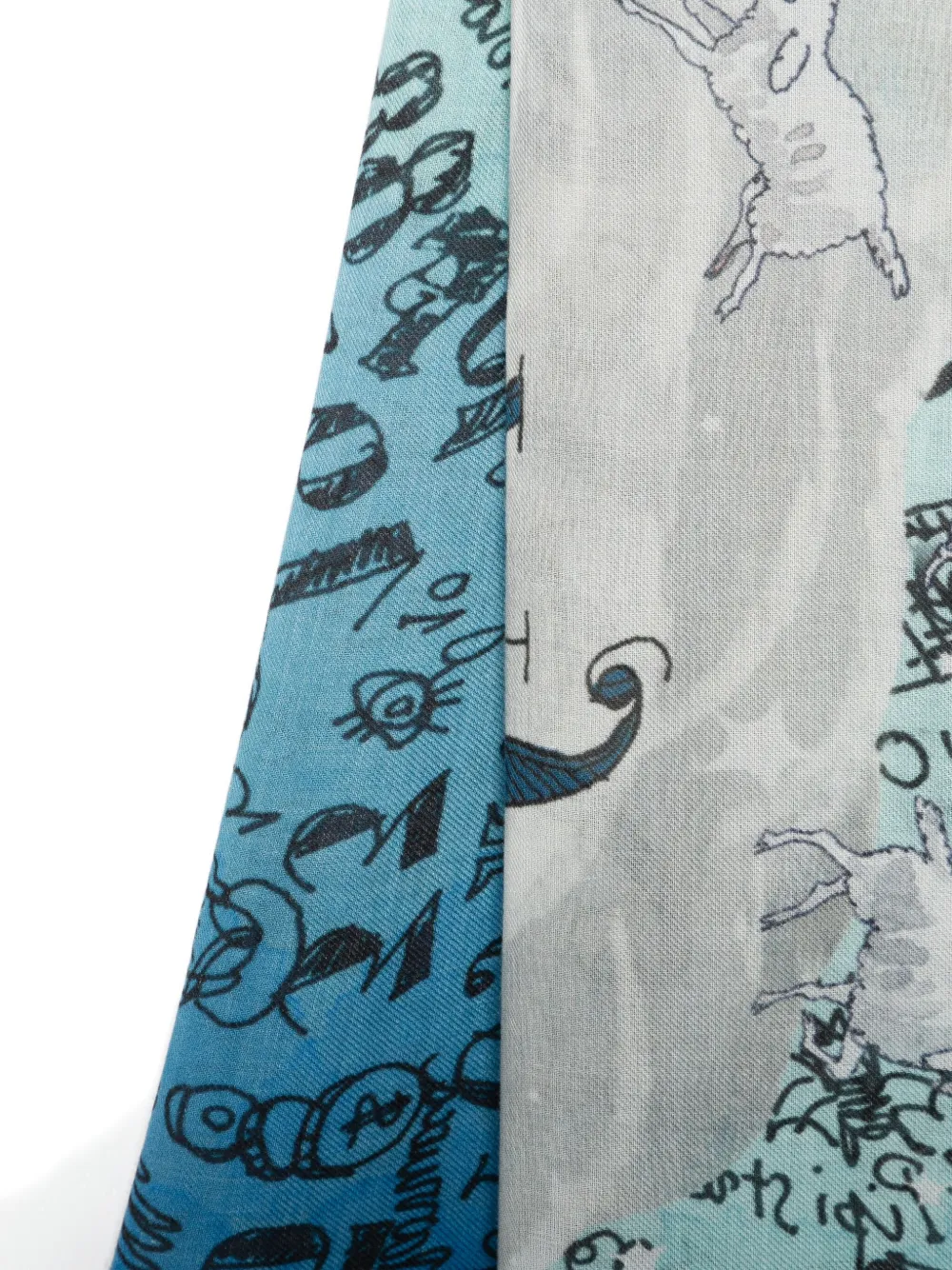 Faliero Sarti x Paolo Fiumi Sweet Dreams printed scarf - Blauw