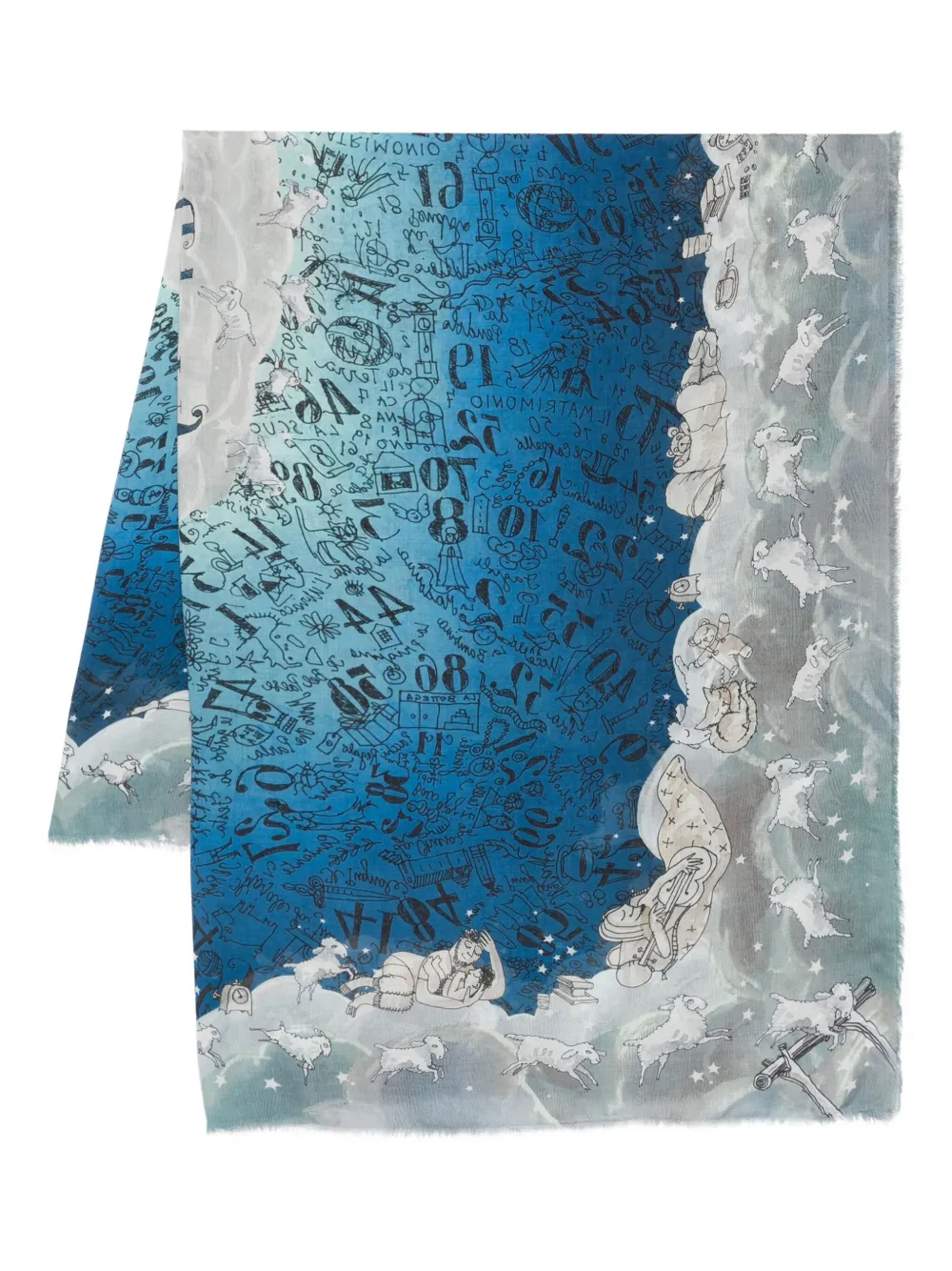 Faliero Sarti x Paolo Fiumi Sweet Dreams printed scarf | Blue | Image 1