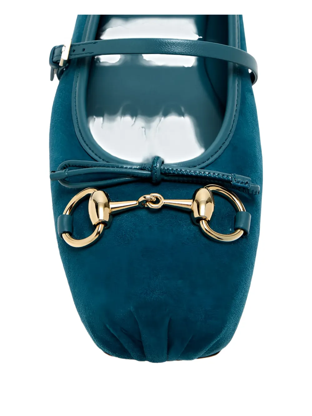 Gucci Horsebit Bow Ballet Flats In Blue