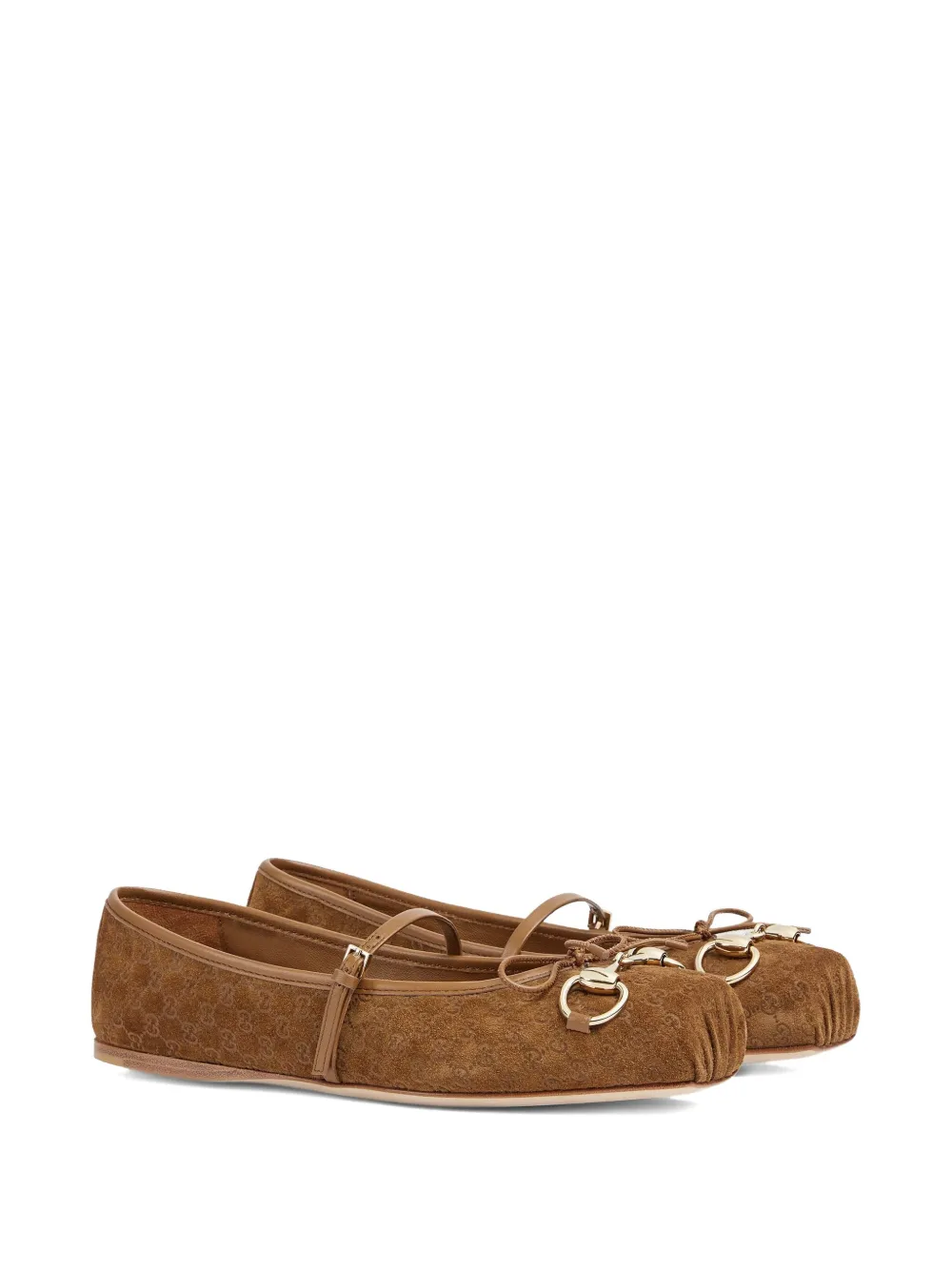 Gucci GG monogram-pattern suede ballet flats - Bruin