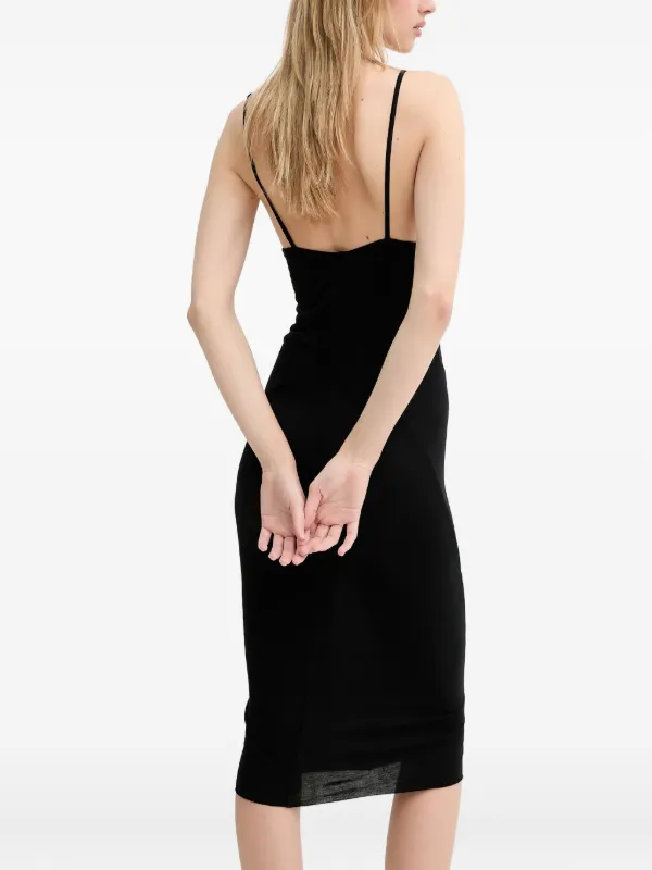 Rick Owens Lilies V-neck Midi Dress | Black | FARFETCH SG