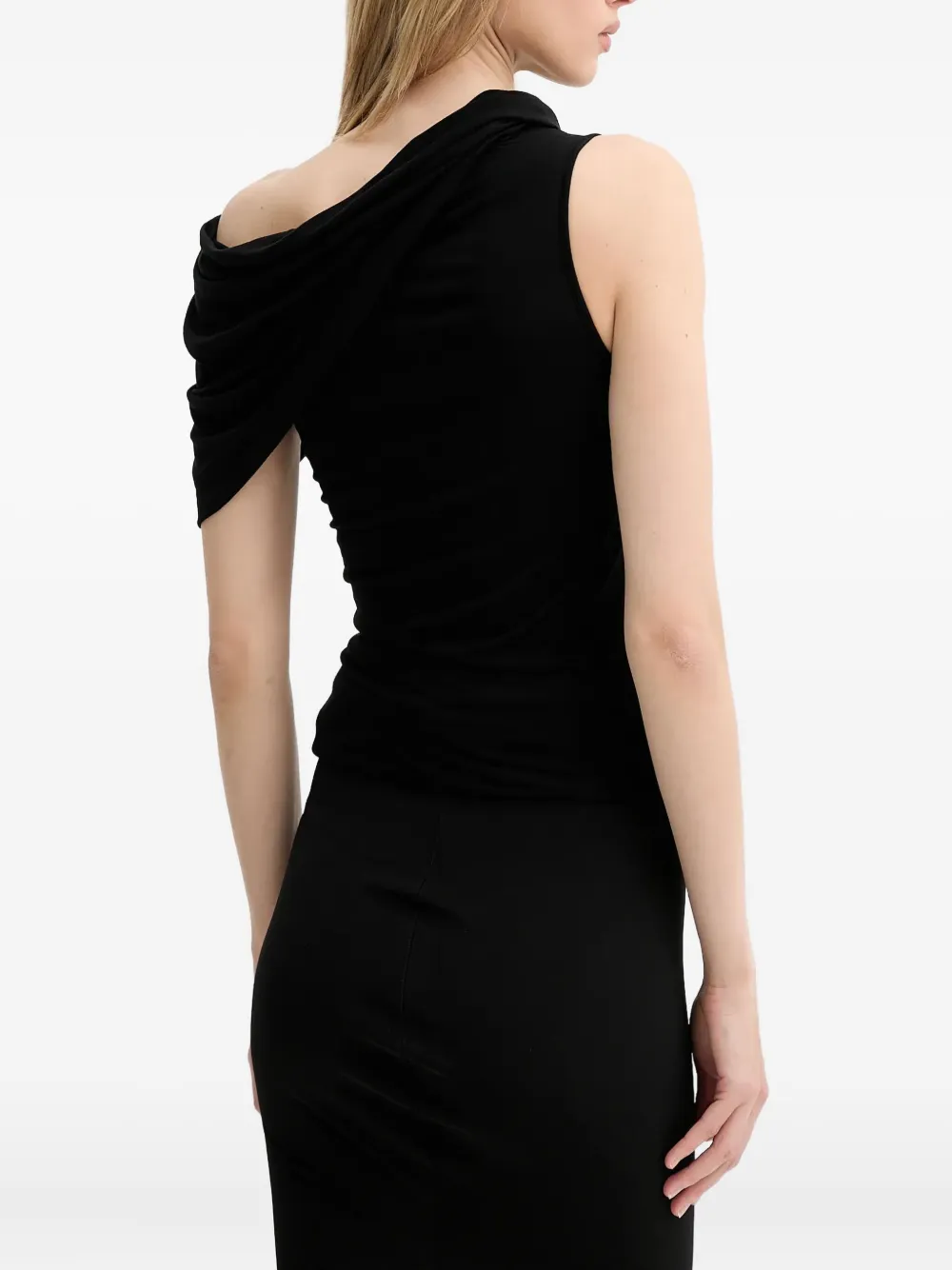 Rick Owens Draped One-shoulder Top In Black