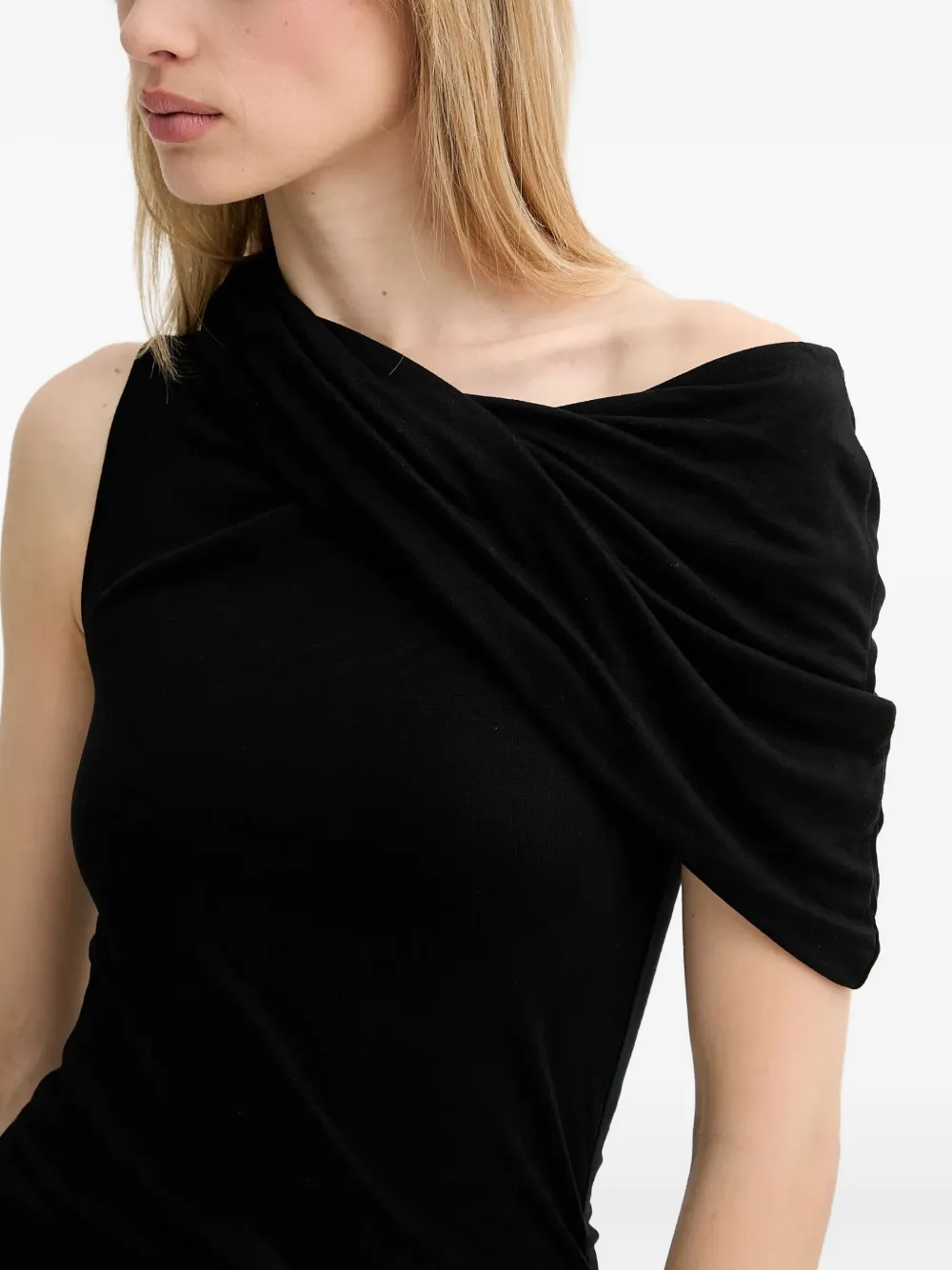 Rick Owens Draped One-shoulder Top In Black
