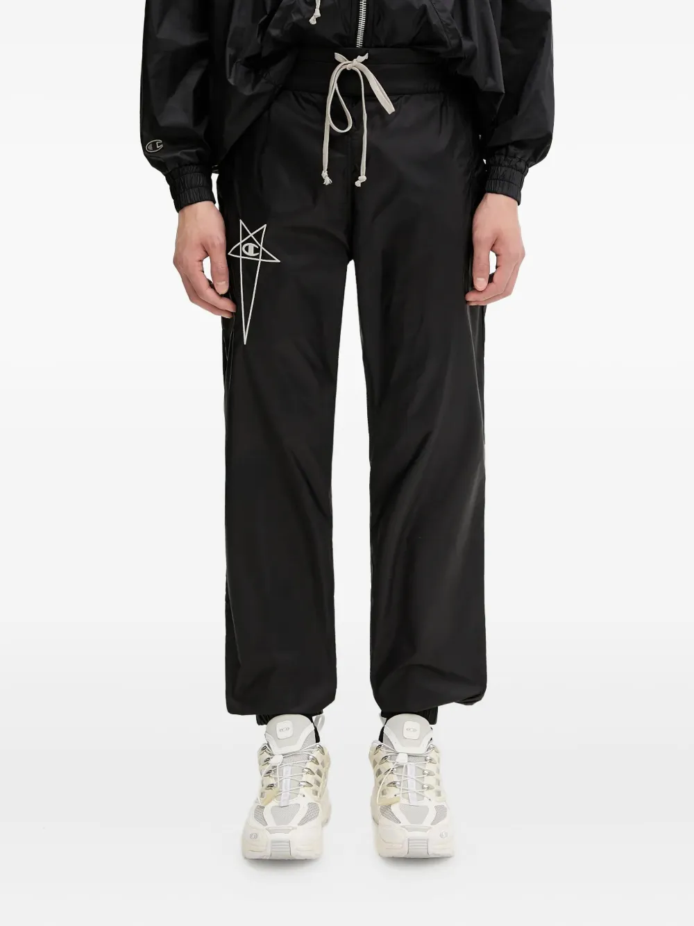 star-embroidered drawstring regular trousers