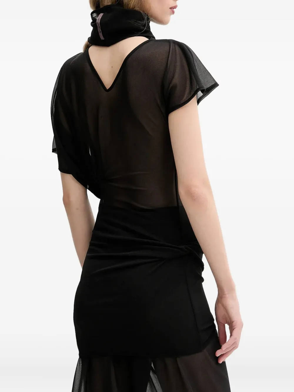 Rick Owens Sheer High-neck Top In Black