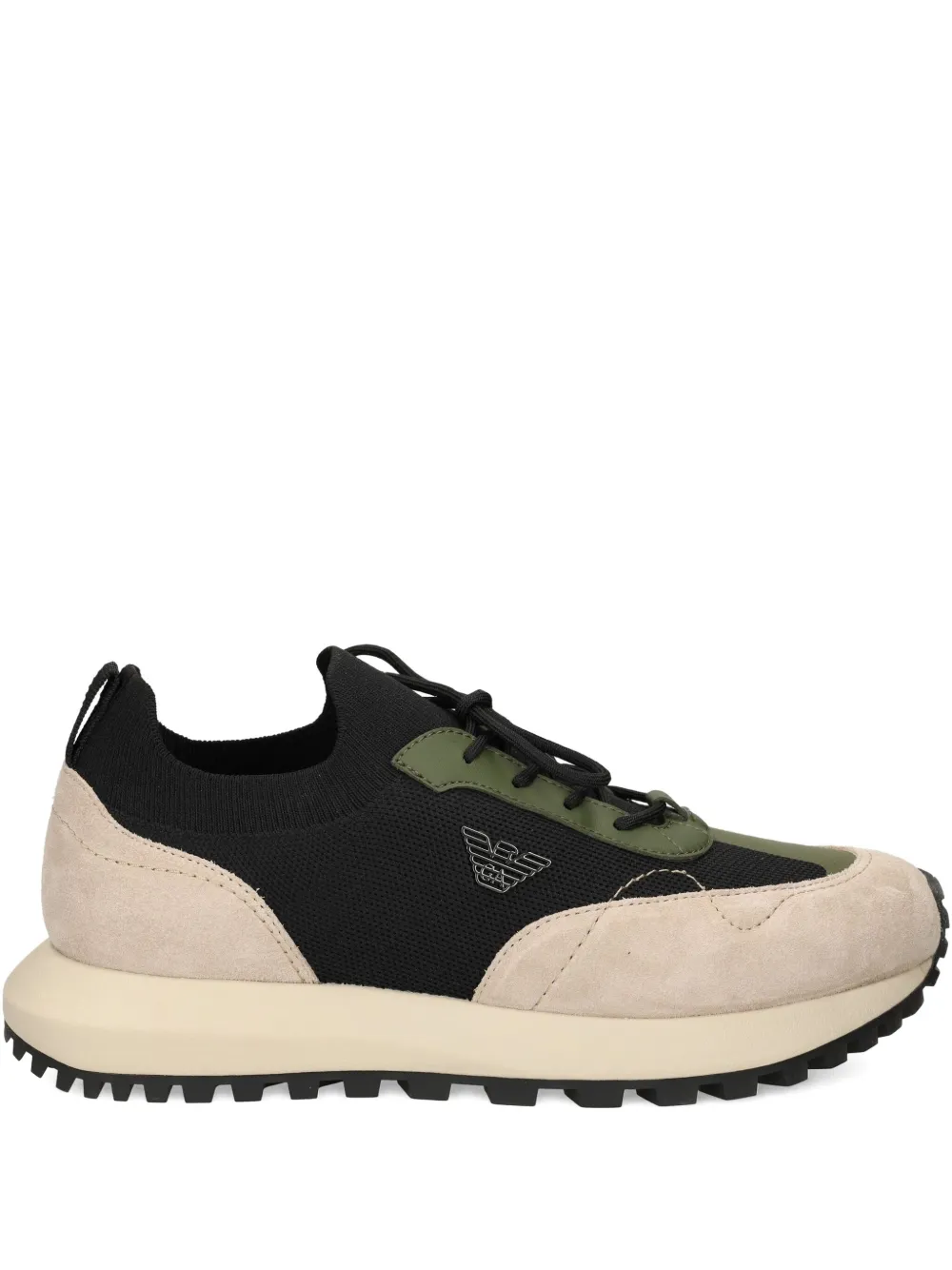 Emporio Armani knitted suede sneakers Neutrals