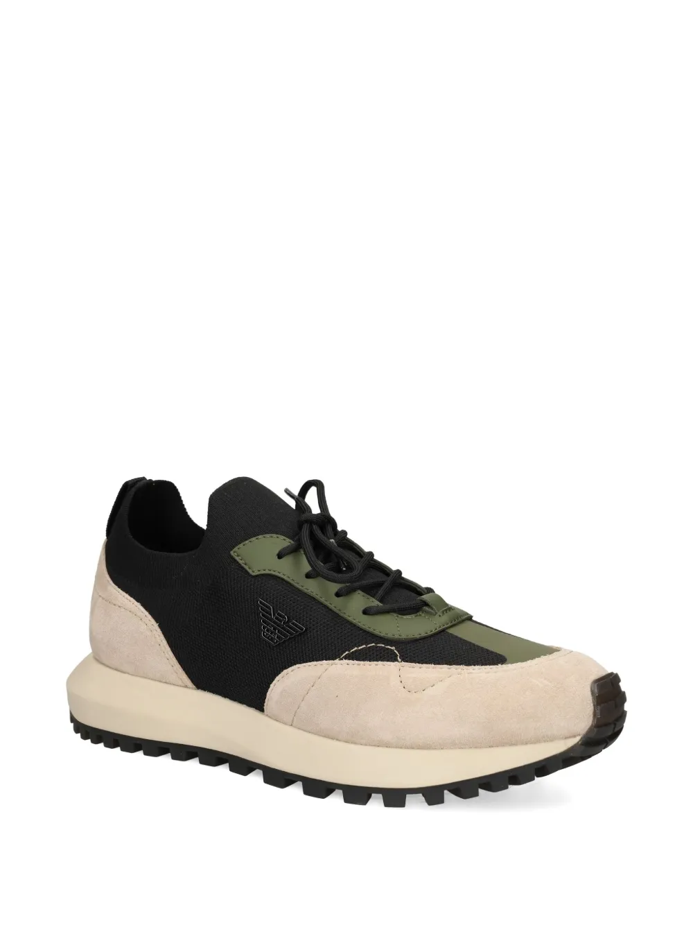 Emporio Armani knitted suede sneakers Neutrals
