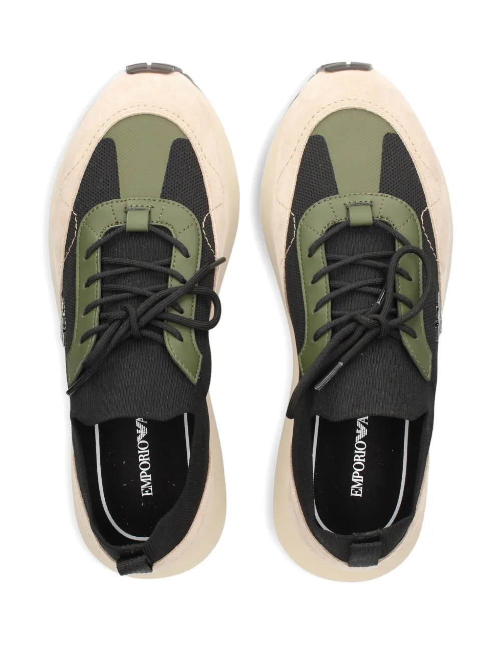 Emporio Armani knitted suede sneakers Neutrals