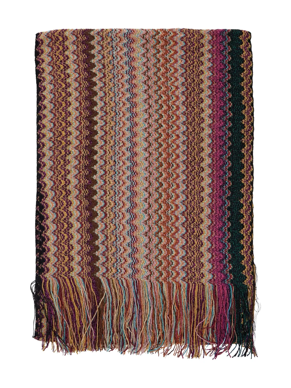 zigzag-pattern fringed scarf