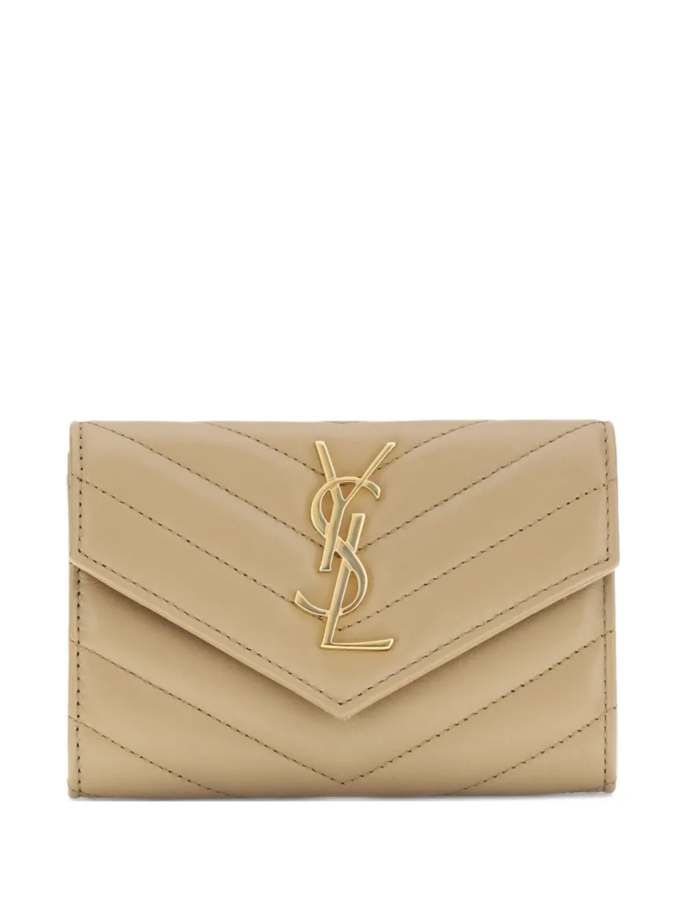 Saint Laurent Portemonnee met chevron streep Beige