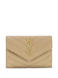 Saint Laurent chevron-quilted leather wallet - Neutrals
