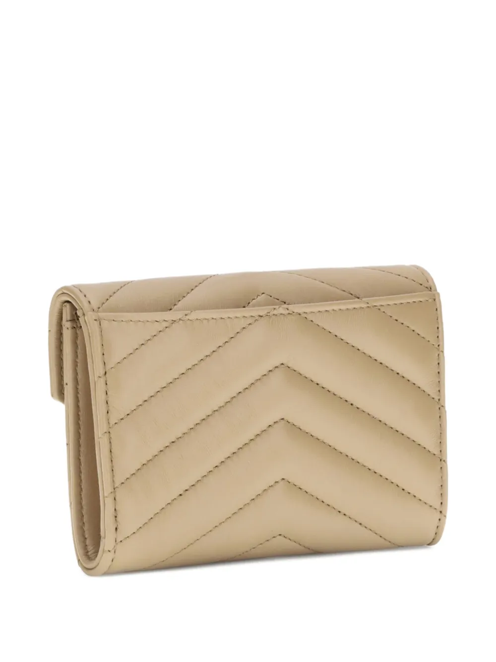 Saint Laurent chevron-quilted leather wallet - Beige