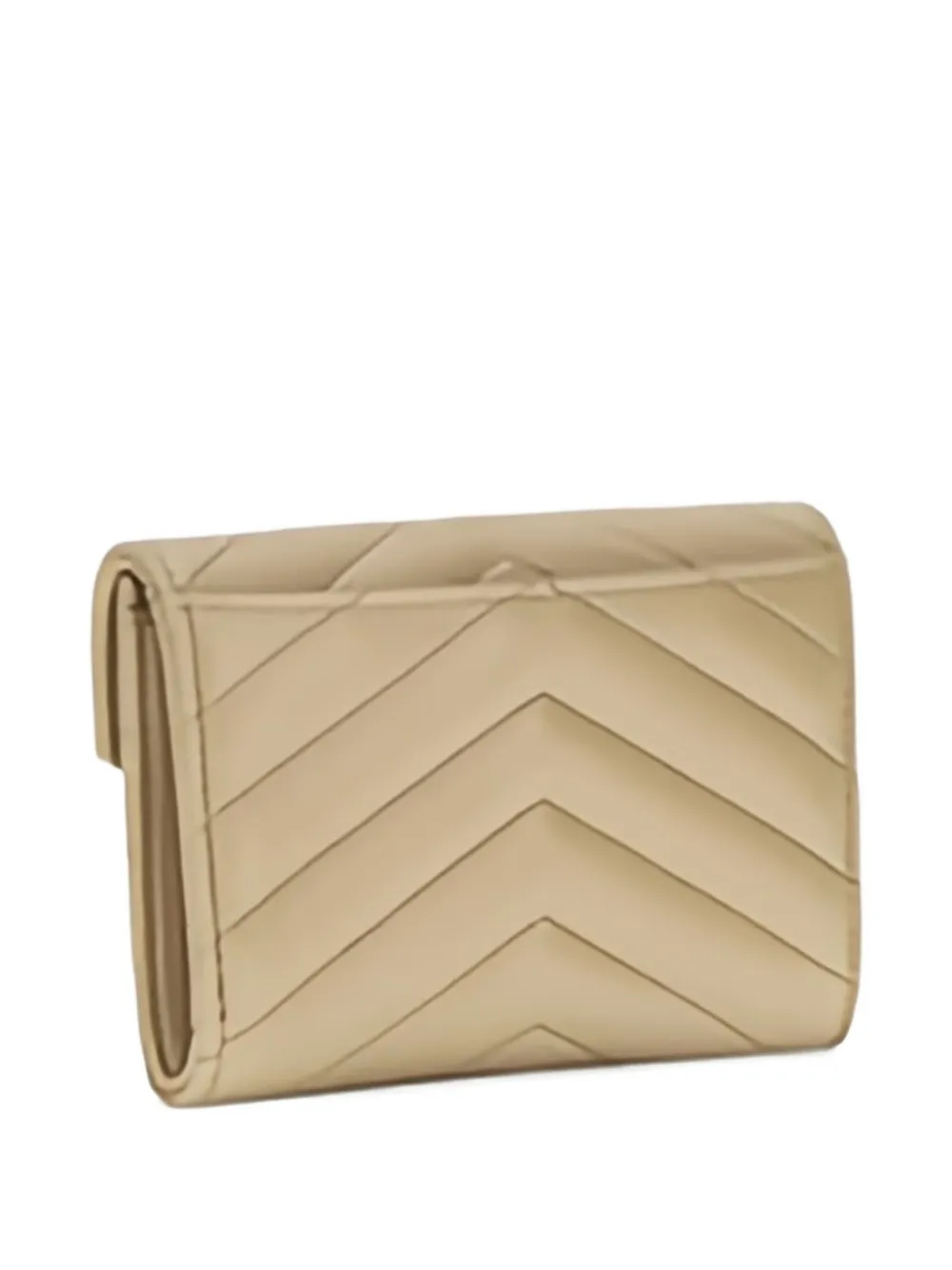 Saint Laurent Portemonnee met chevron streep Beige