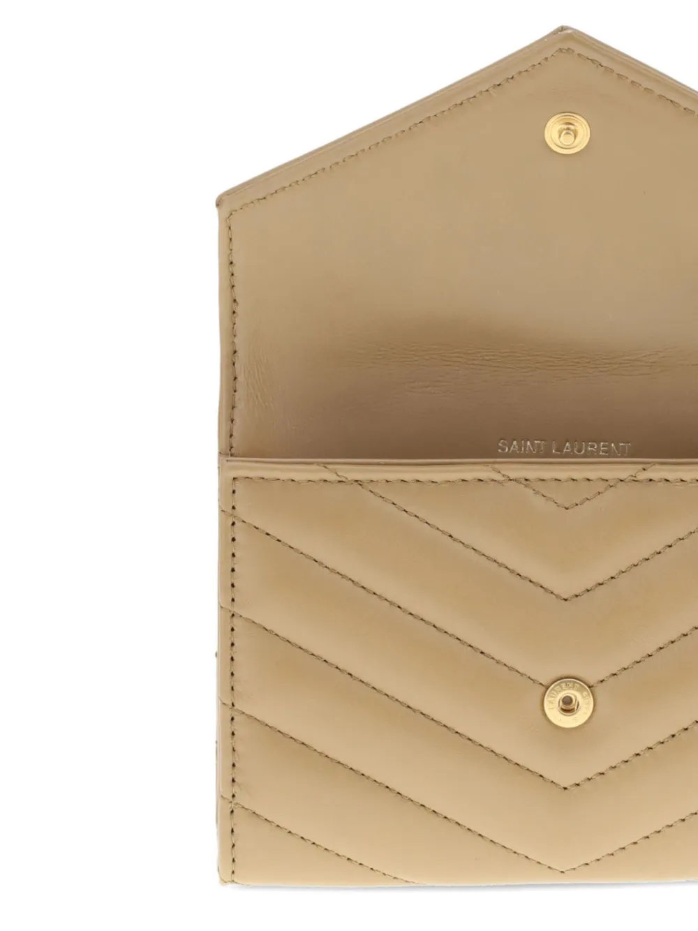 Saint Laurent Portemonnee met chevron streep Beige
