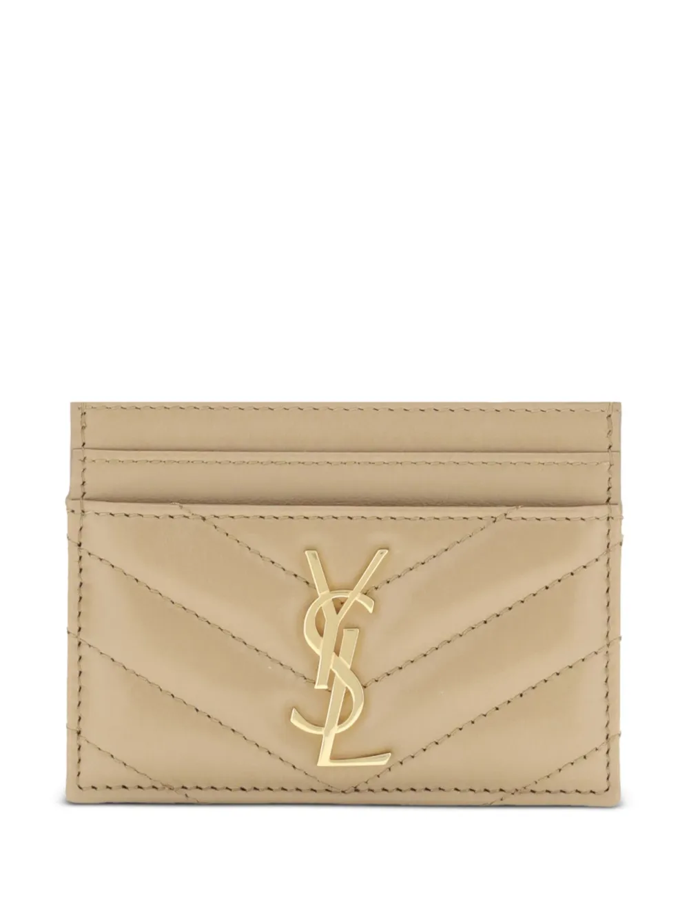 Saint Laurent Pasjeshouder met logo Beige
