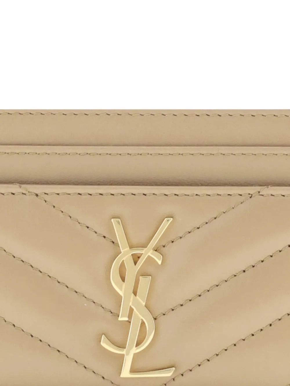 Saint Laurent Pasjeshouder met logo Beige