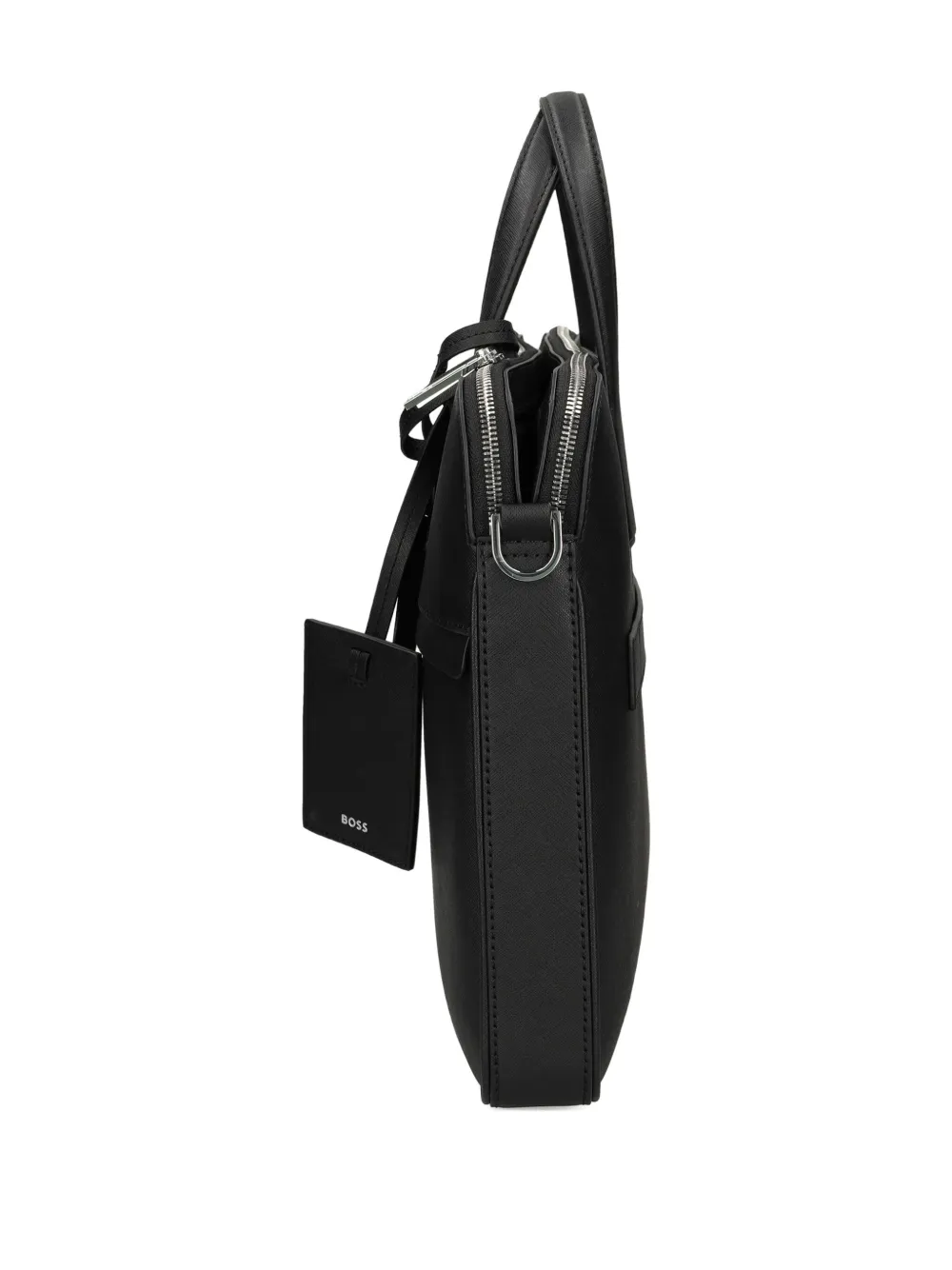 BOSS faux-leather laptop bag Zwart