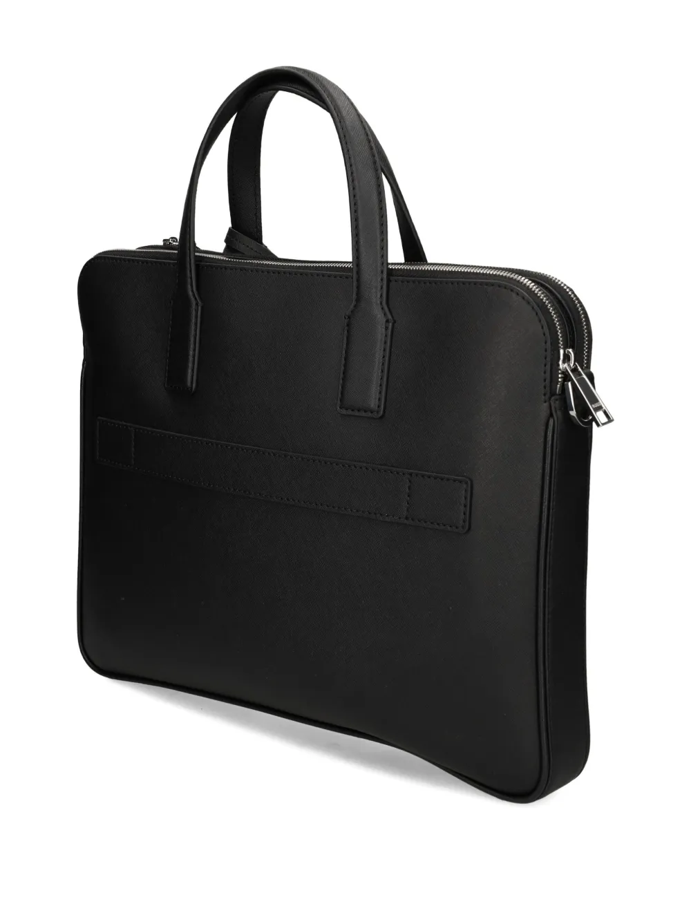 BOSS faux-leather laptop bag Zwart