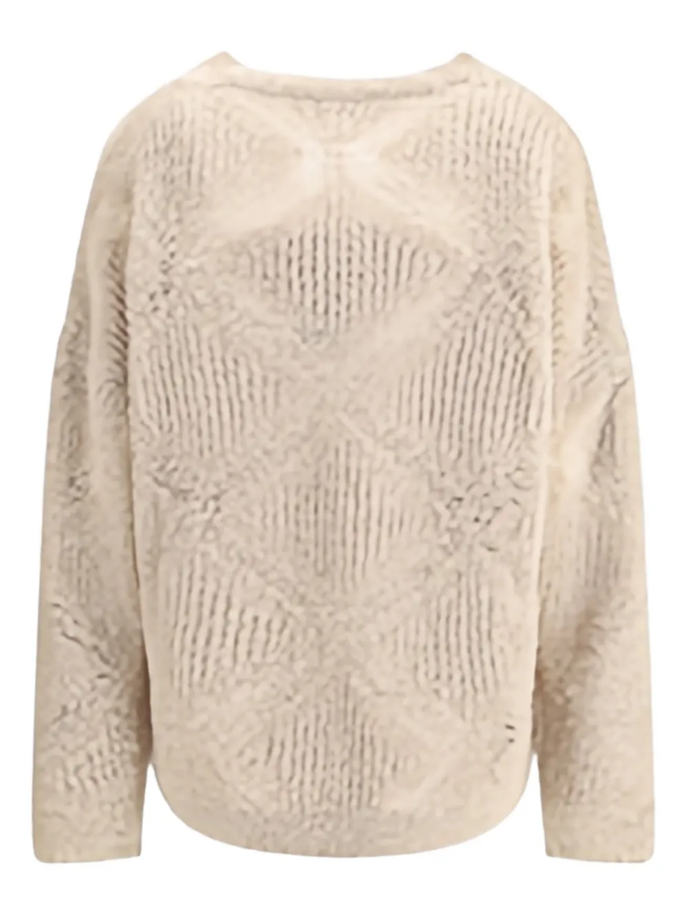 Giorgio Armani Gebreide trui met V-hals en textuur Beige