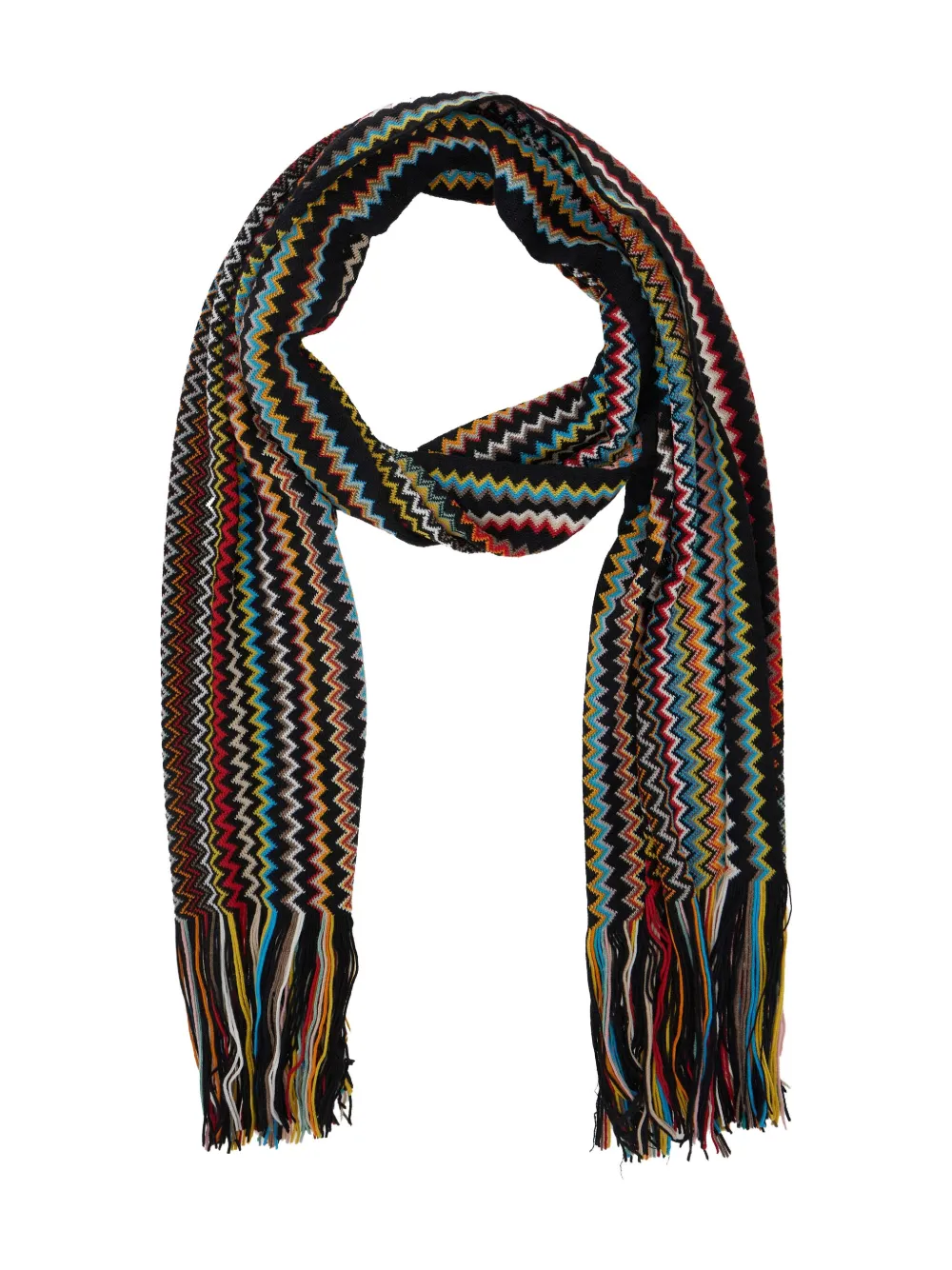 Missoni Sjaal met franje en zigzag-patroon Zwart