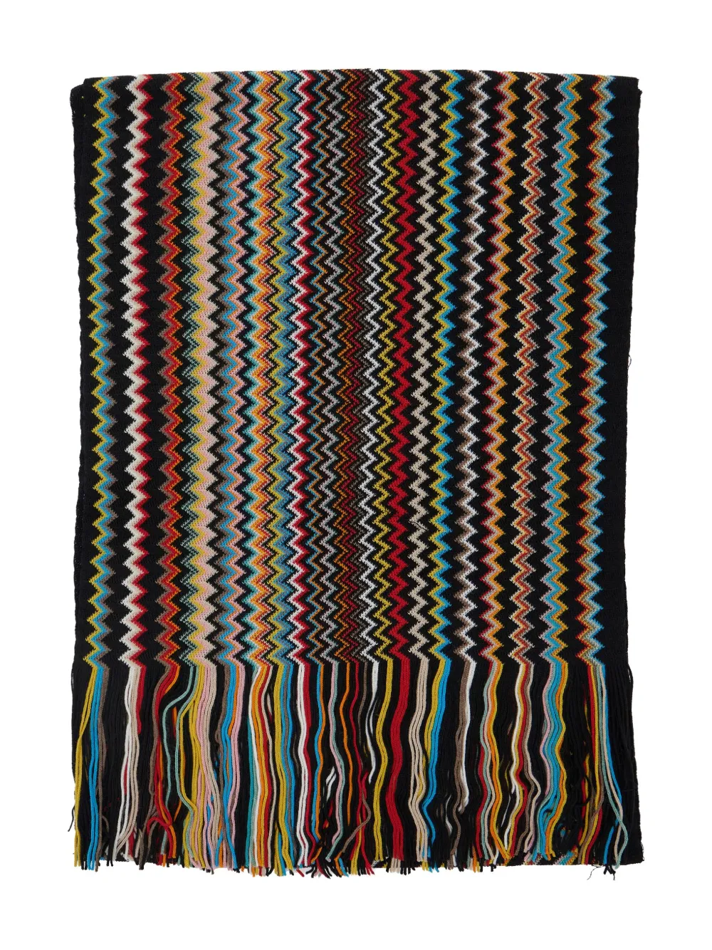 zigzag-pattern fringed scarf