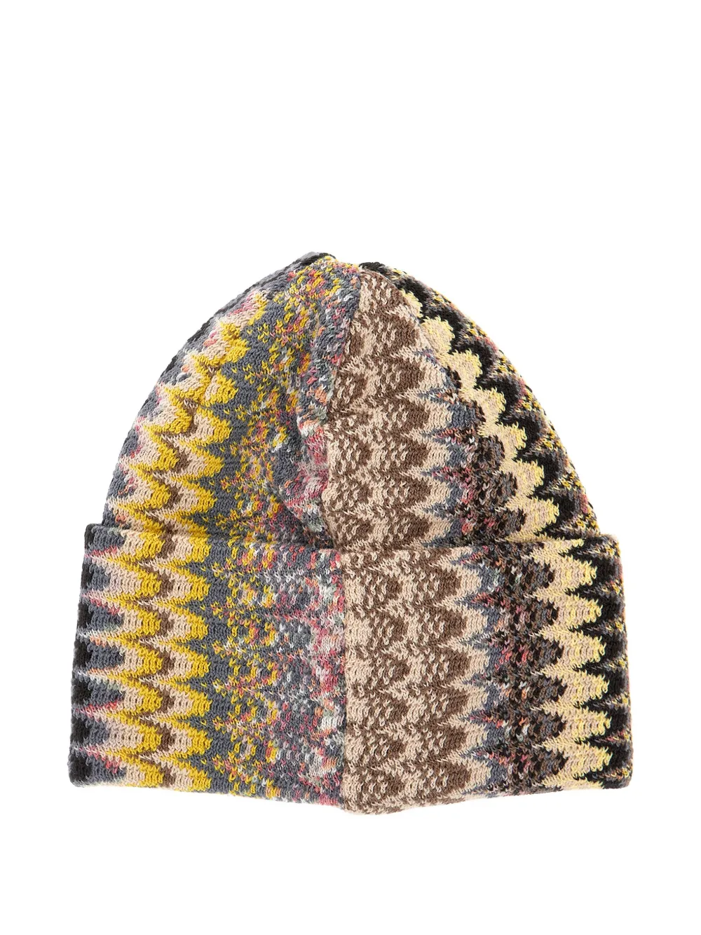 Missoni Multicolor Zigzag Pattern Beanie Hat In Yellow