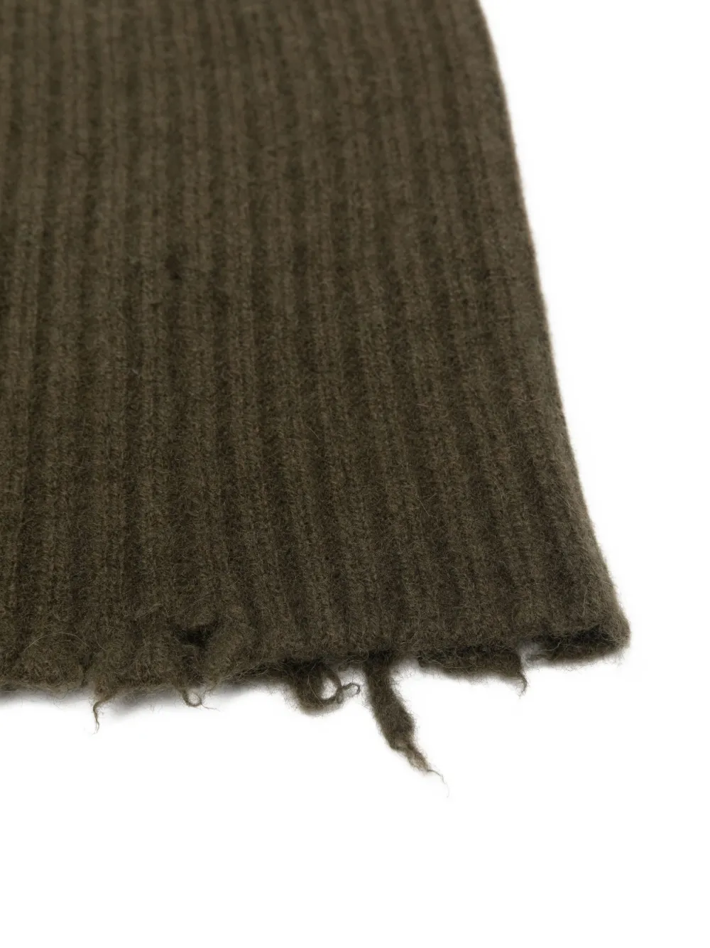 Uma Wang ribbed frayed beanie Groen