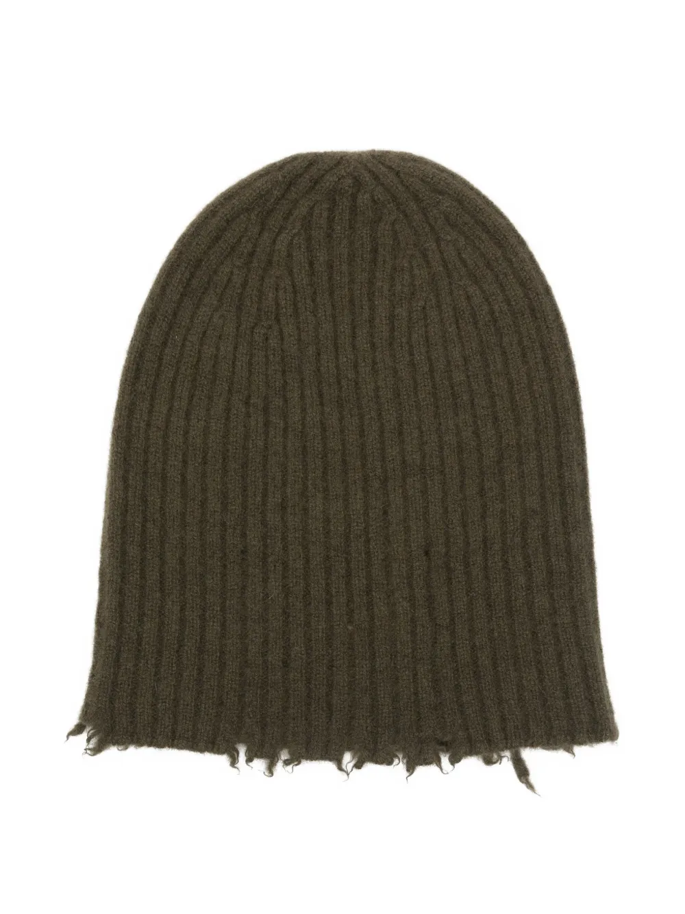 Uma Wang Ribbed Frayed Beanie In Green