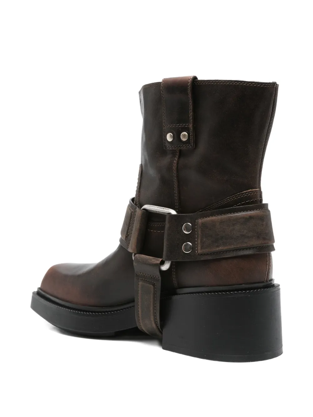 Vic Matie 60mm buckle-strap leather biker boots Brown